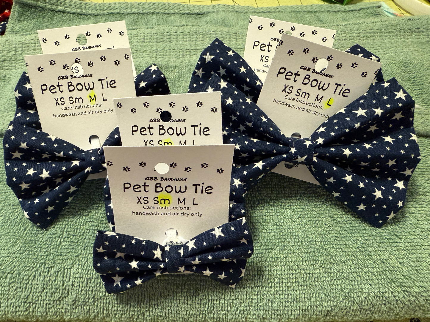 Blue and White Stars Bow Tie