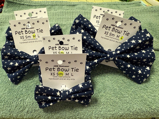 Blue and White Stars Bow Tie
